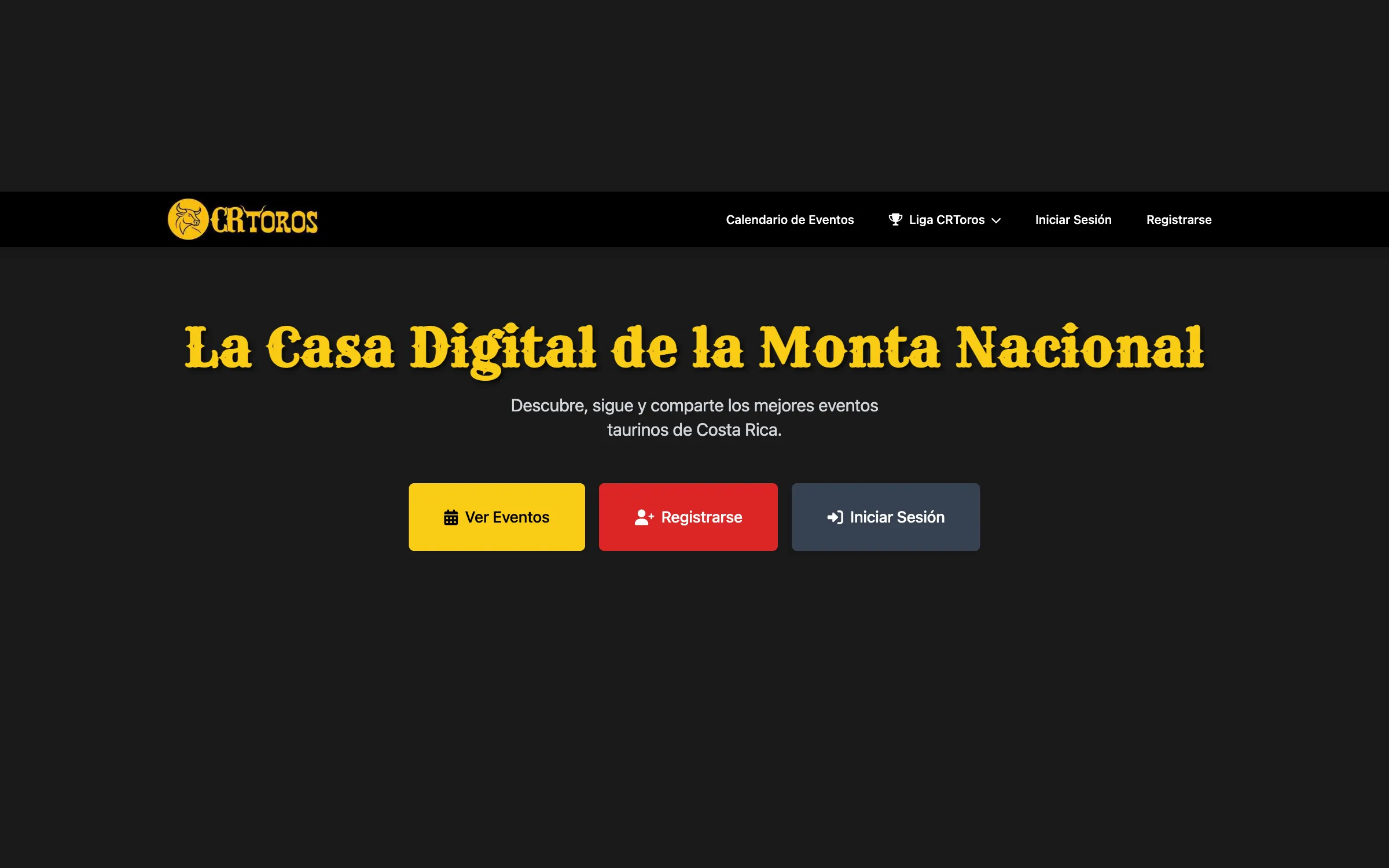 Portada de crtoros.com: «La Casa Digital de la Monta Nacional»