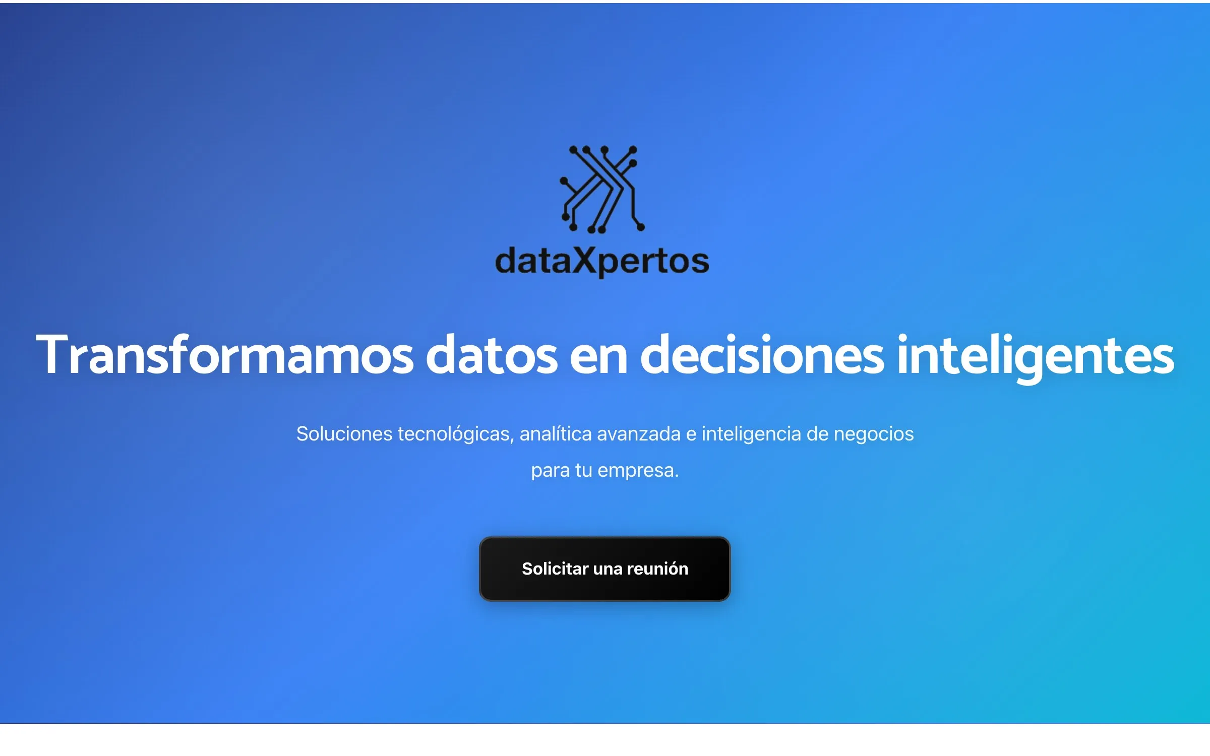 Portada de dataxpertos.com con el lema «Transformamos datos en decisiones inteligentes»