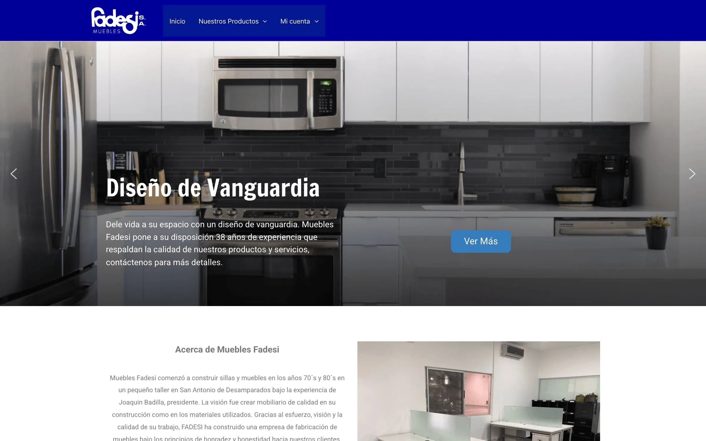 Portada de mueblesfadesi.com con el catálogo de mobiliario